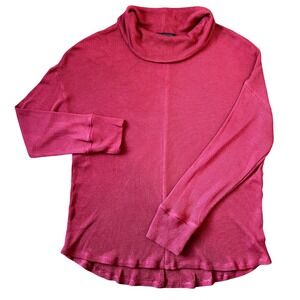 Sanctuary Womens Mock Neck Knit Waffle Weave Long Sleeve Shirt Maroon Medium